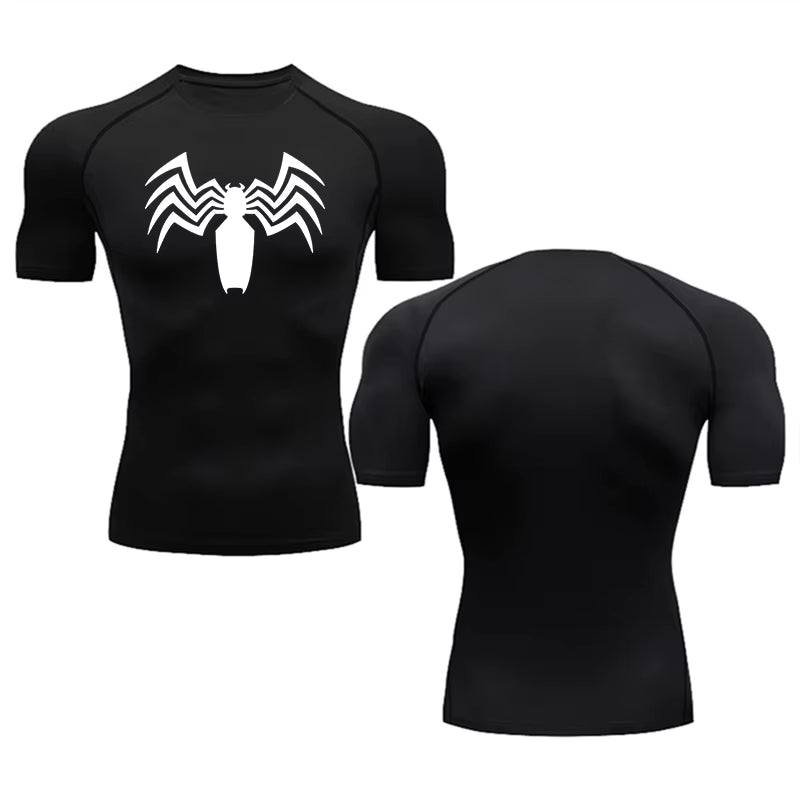 Men'S Running Compression round Neck Venom Spider Print Short Sleeve T-Shirt Gym Fitness Sweatshirt Men'S Jogging Tracksuit Tops